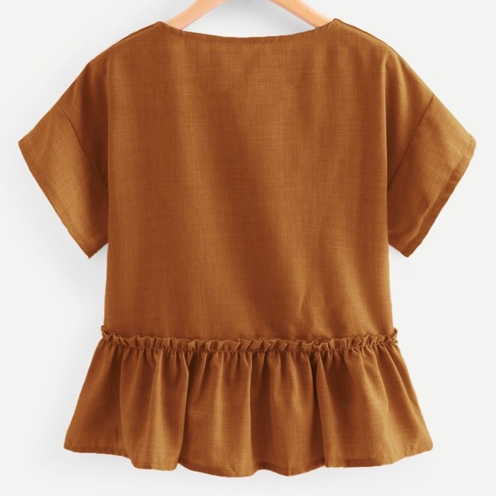 V Neck Frill Trim Blouse - Picture 2 of 7